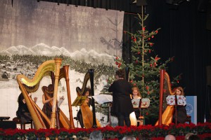 Das Harfenensemble der Musikschule Hürth unter der Leitung von Frau Ursula Roleff-Lenders.
