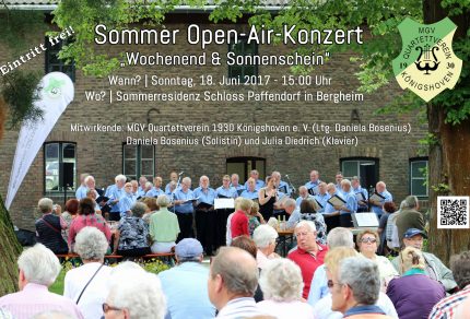Auch in diesem Jahr präsentiert der MGV Quartettverein 1930 Königshoven e. V. mit Solodarbietungen von Chorleiterin Daniela Bosenius mit Unterstützung von Julia Diedrich am Klavier ein zweistündiges „Sommer Open-Air-Konzert“ bei freiem Eintritt. (Fotos: Bastian Schlößer]