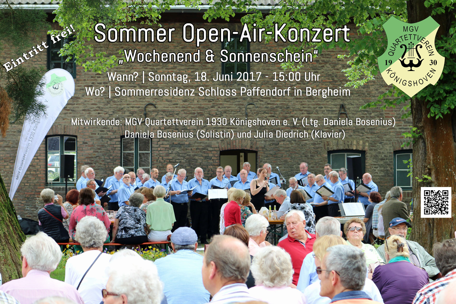 Auch in diesem Jahr präsentiert der MGV Quartettverein 1930 Königshoven e. V. mit Solodarbietungen von Chorleiterin Daniela Bosenius mit Unterstützung von Julia Diedrich am Klavier ein zweistündiges „Sommer Open-Air-Konzert“ bei freiem Eintritt. (Fotos: Bastian Schlößer)
