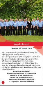 Die Ankündigung des Neujahrkonzerts im Kulturflyer der Stadt Elsdorf.